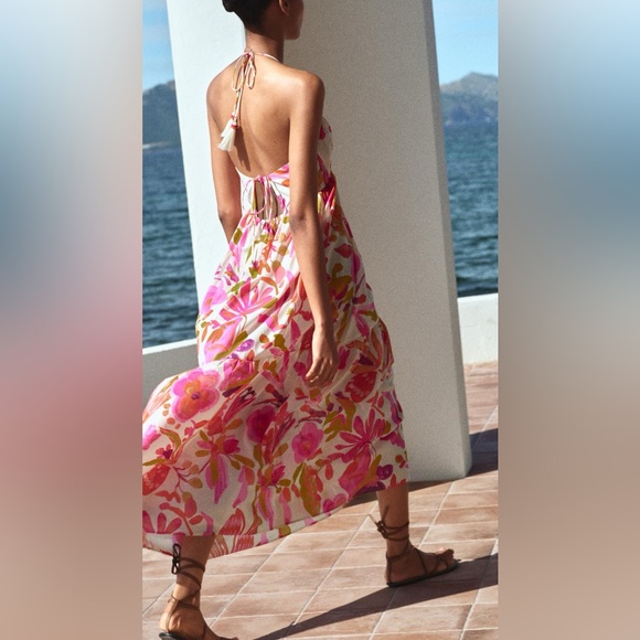 NWT zara long print dress size small multicolored - Picture 5 of 7